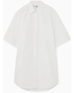 COS Oversized-mini-hemdblusenkleid Aus Popeline - Weiß