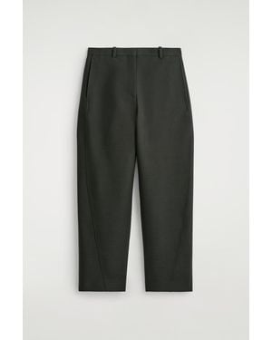 COS Cropped Wool Barrel-Leg Pants - Green