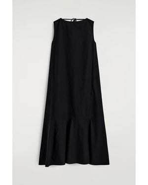 COS Dropped-Hem Cotton Midi Dress - Black