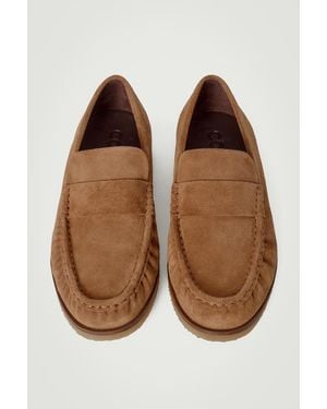 COS Gathered Suede Loafers - Brown