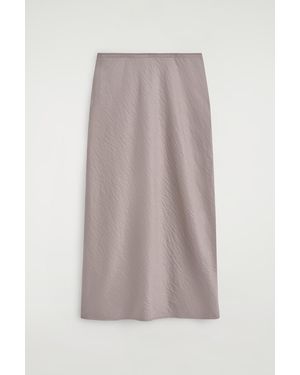 COS Crinkled-Satin Midi Skirt - Gray