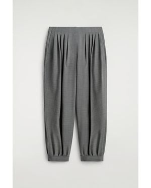 COS Pleated Wool-Blend Balloon-Leg Trousers - Grey