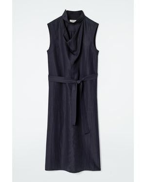 COS Midikleid Mit Cut-Out Und Wasserfallausschnitt - Blau