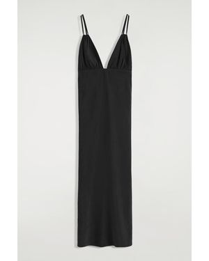 COS Gathered V-Neck Maxi Dress - Black