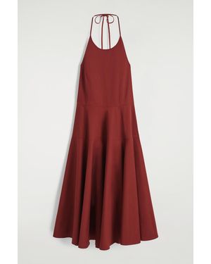 COS Pima Cotton Halterneck Dress - Red