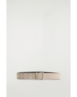 COS Double-prong Suede Belt - Natural