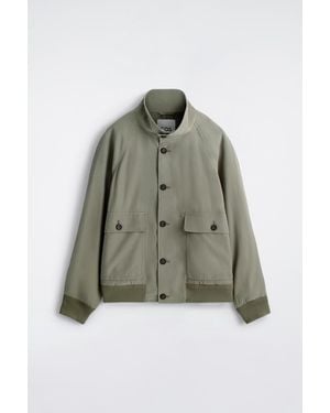 COS Funnel-Neck Twill Blouson Jacket - Green
