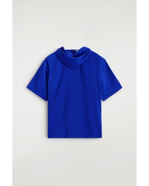 COS Draped Scarf-Detail Top - Blue