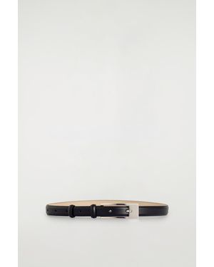 COS Elongated-Buckle Leather Belt - Black
