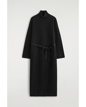 COS Boiled-Wool Mock-Neck Dress - Black