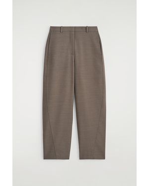 COS Cropped Wool Barrel-Leg Pants - Brown