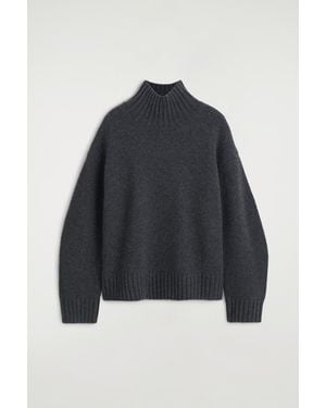 COS Chunky Cashmere Mock-Neck Jumper - Blue