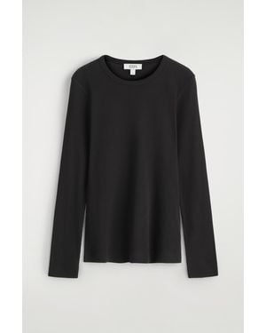 COS Ribbed Jersey Long-Sleeved Top - Black