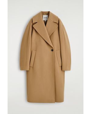 COS Oversized Double-Breasted Wool Long Coat - Natural
