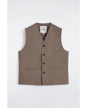 COS Linen-Blend Waistcoat - Brown