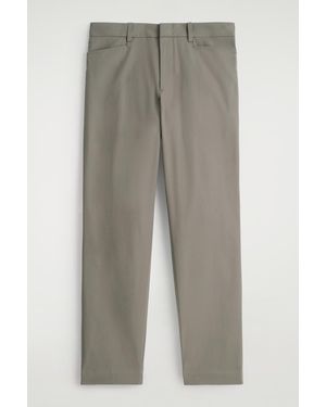 COS Cotton Regular-Fit Straight-Leg Trousers - Grey