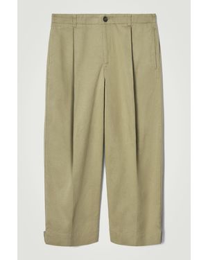 COS Cropped Barrel-leg Trousers - Green