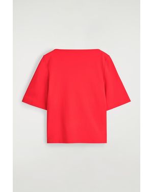 COS Boat-Neck Cotton T-Shirt - Red