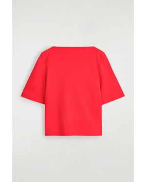 COS Boat-Neck Cotton T-Shirt - Red