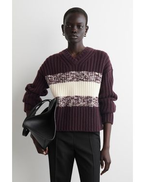 COS Pullover Aus Merinowolle Mit V-Ausschnitt - Rot