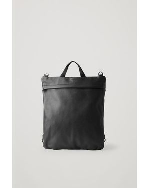 COS RUCKSACK AUS GENARBTEM LEDER - Schwarz