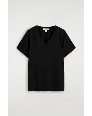 COS Cotton V-Neck T-Shirt - Black