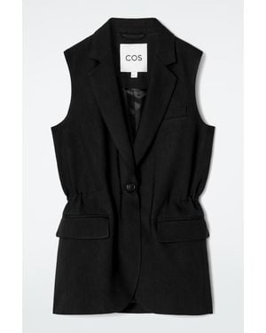 COS Slim Linen Waistcoat - Black