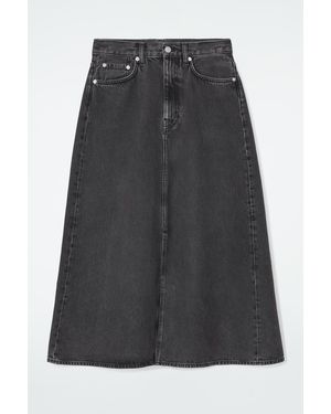 COS A-line Denim Midi Skirt - Grey