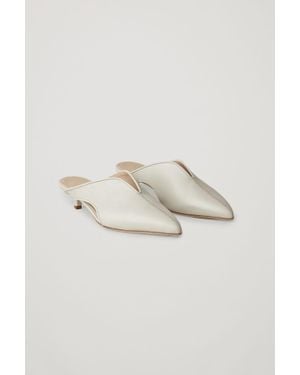 COS Leather Kitten-heel Mules - Grey