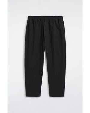 COS Crinkled-Cotton Relaxed-Fit Tapered Pants - Black