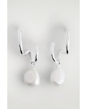 COS Double-Hoop Pearl Earrings - Blue