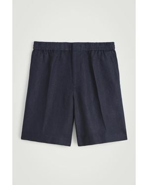COS Elasticated Linen Shorts - Blue