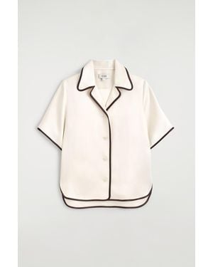 COS Contrast-Piped Satin Shirt - White