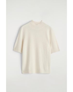 COS Cashmere Mock-Neck T-Shirt - Natural