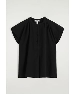 COS Gathered Grandad-collar Blouse - Black