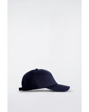 COS Linen Baseball Cap In Blue