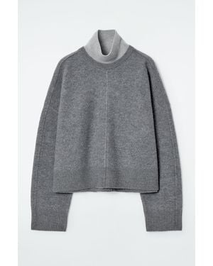 COS Colour-block Layered Wool Jumper - Grey