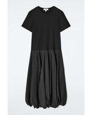 COS Balloon-Hem T-Shirt Dress - Black
