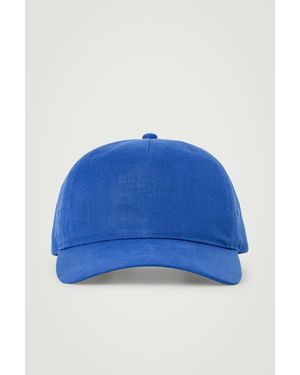 COS Linen Baseball Cap In Blue