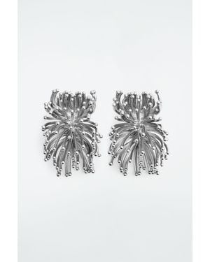 COS Floral Hoop Earrings - Metallic