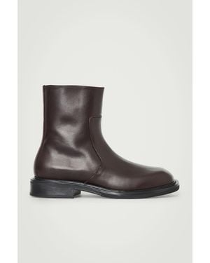 COS Square-toe Leather Chelsea Boots - Brown