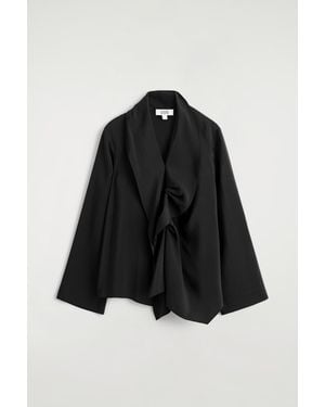 COS Ruffled Draped Blouse - Black