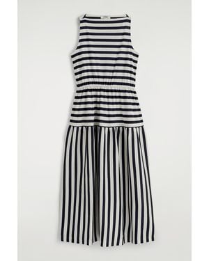 COS Boat-Neck Gathered Midi Dress - White