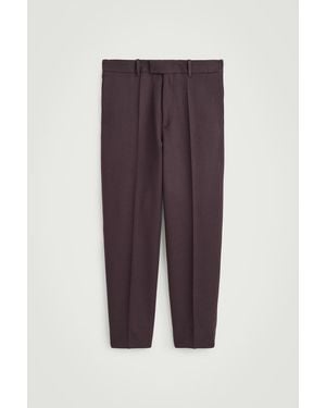 COS Wool-Twill Regular-Fit Tapered Trousers - Purple