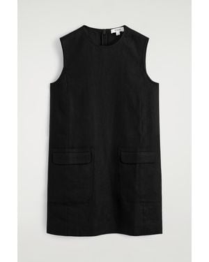 COS Linen Mini Shift Dress - Black