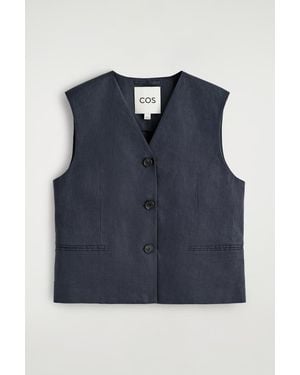 COS Linen Vest - Blue