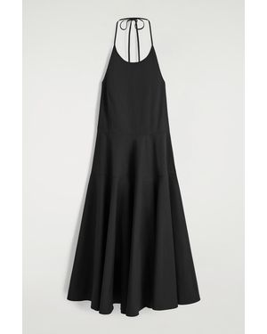 COS Pima Cotton Halterneck Dress - Black