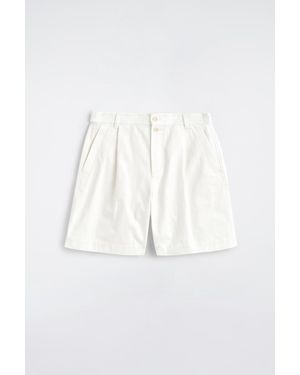 COS Pleated Denim-Herringbone Shorts - White