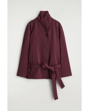COS Belted Wool-Blend Shawl-Collar Jacket - Red