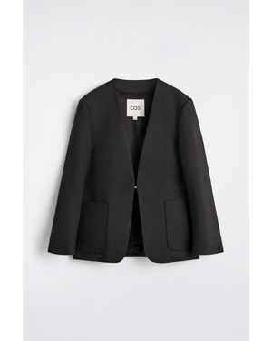 COS Collarless Wool Blazer - Black